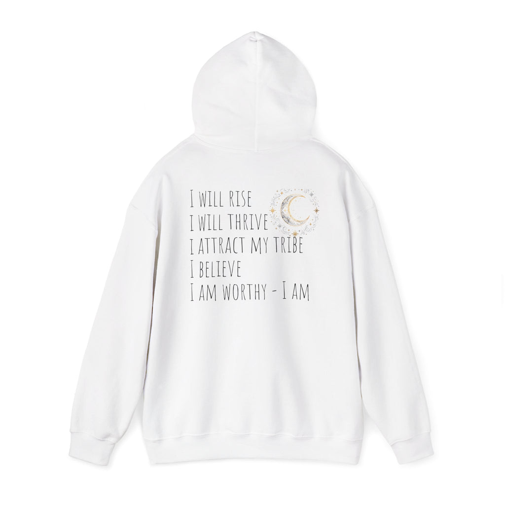 Inspirational 'Heart in Soul' Hoodie — Affirmation Moon Graphic