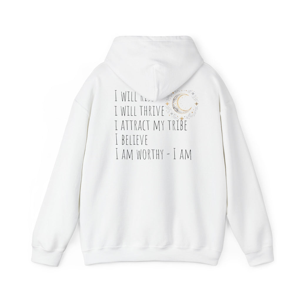 Inspirational 'Heart in Soul' Hoodie — Affirmation Moon Graphic