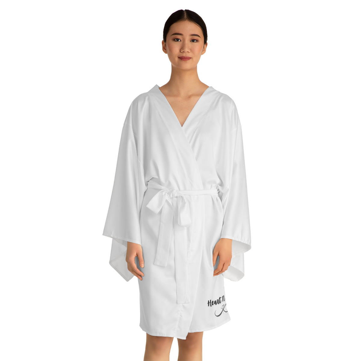 Angel Wings Kimono Robe — Long-Sleeve Feather Back Lounge Robe