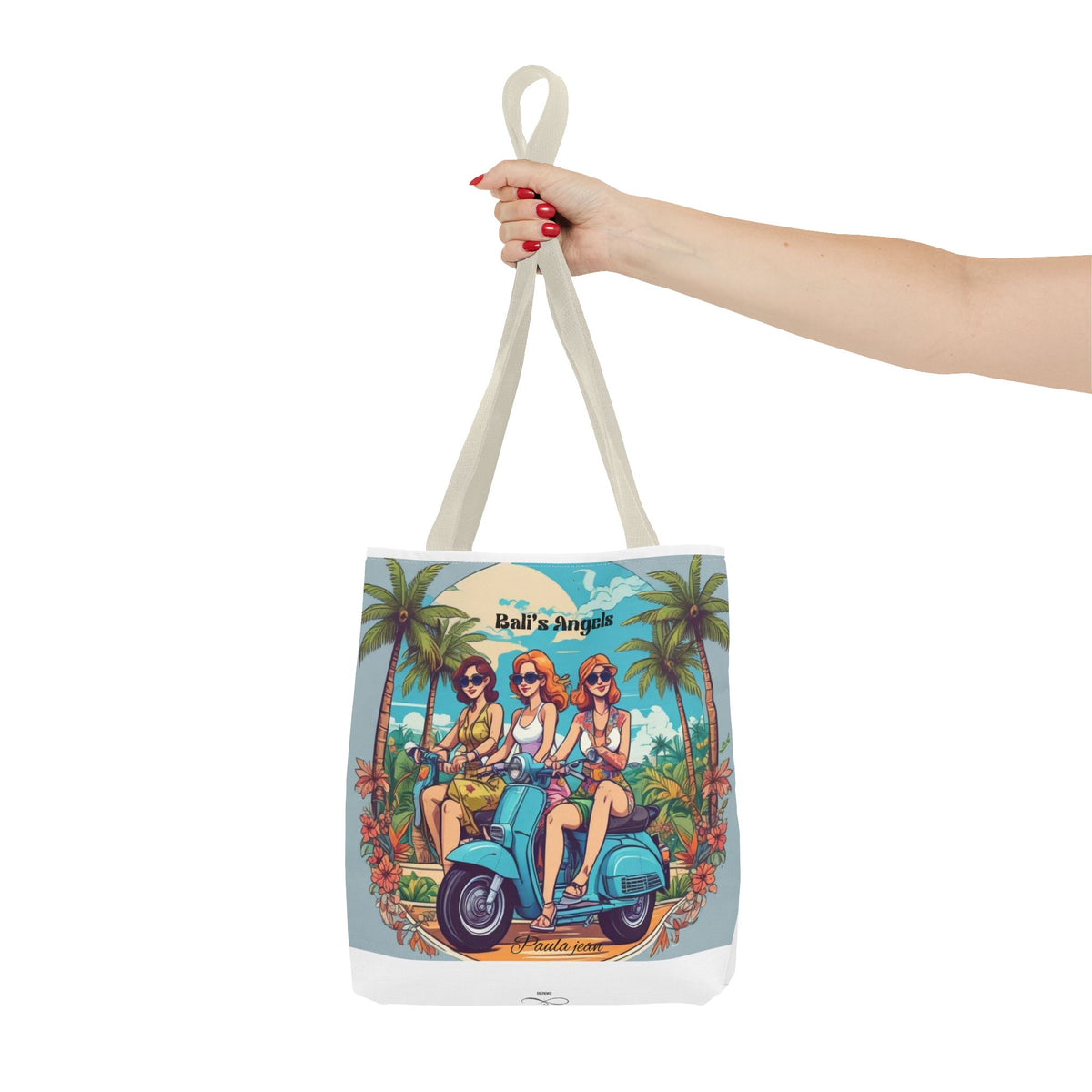 Tote Bag — "Bali’s Angels" Vintage Scooter Beach Tote
