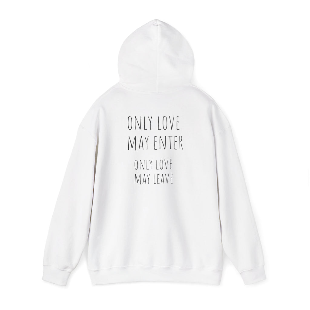 Heart N Soul Hoodie — Floral Heart Graphic with “Only Love May Enter” Back Quote