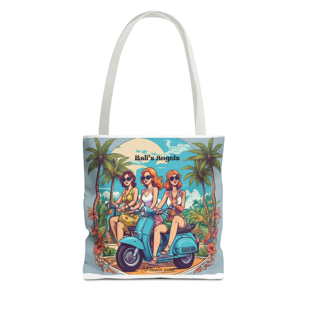Tote Bag — "Bali’s Angels" Vintage Scooter Beach Tote