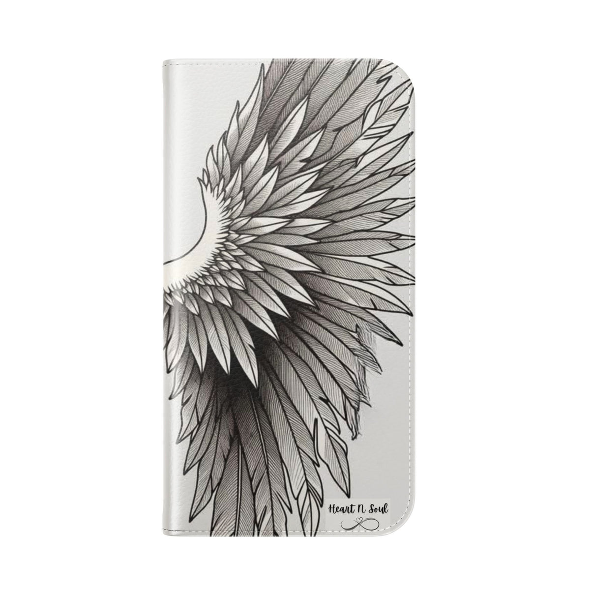 Angel Wings Faux Leather Flip Phone Case — Wallet Cover with Inked Wings