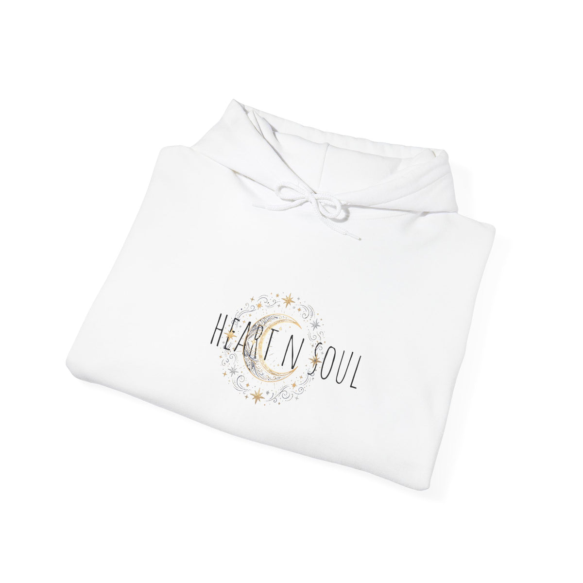Inspirational 'Heart in Soul' Hoodie — Affirmation Moon Graphic
