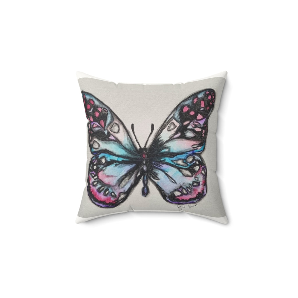 Butterfly Faux Suede Pillow — "I Am Always Here, Love Your Soul Family" Accent Cushion