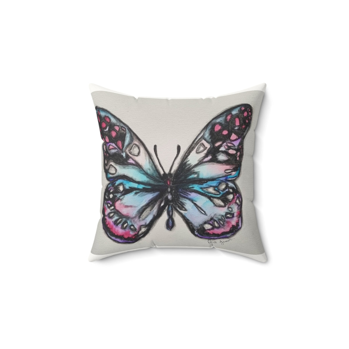 Butterfly Faux Suede Pillow — "I Am Always Here, Love Your Soul Family" Accent Cushion