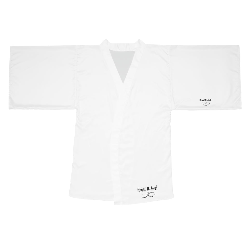 Angel Wings Kimono Robe — Long-Sleeve Feather Back Lounge Robe