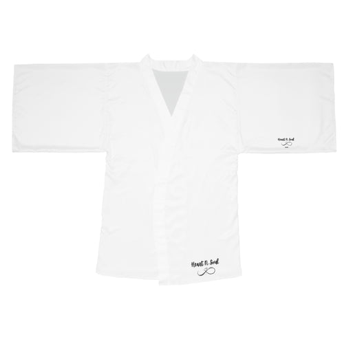 Angel Wings Kimono Robe — Long-Sleeve Feather Back Lounge Robe