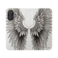 Angel Wings Faux Leather Flip Phone Case — Wallet Cover with Inked Wings
