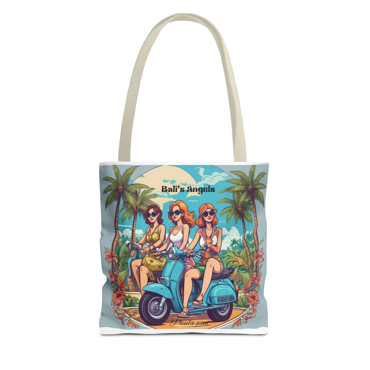 Tote Bag — "Bali’s Angels" Vintage Scooter Beach Tote