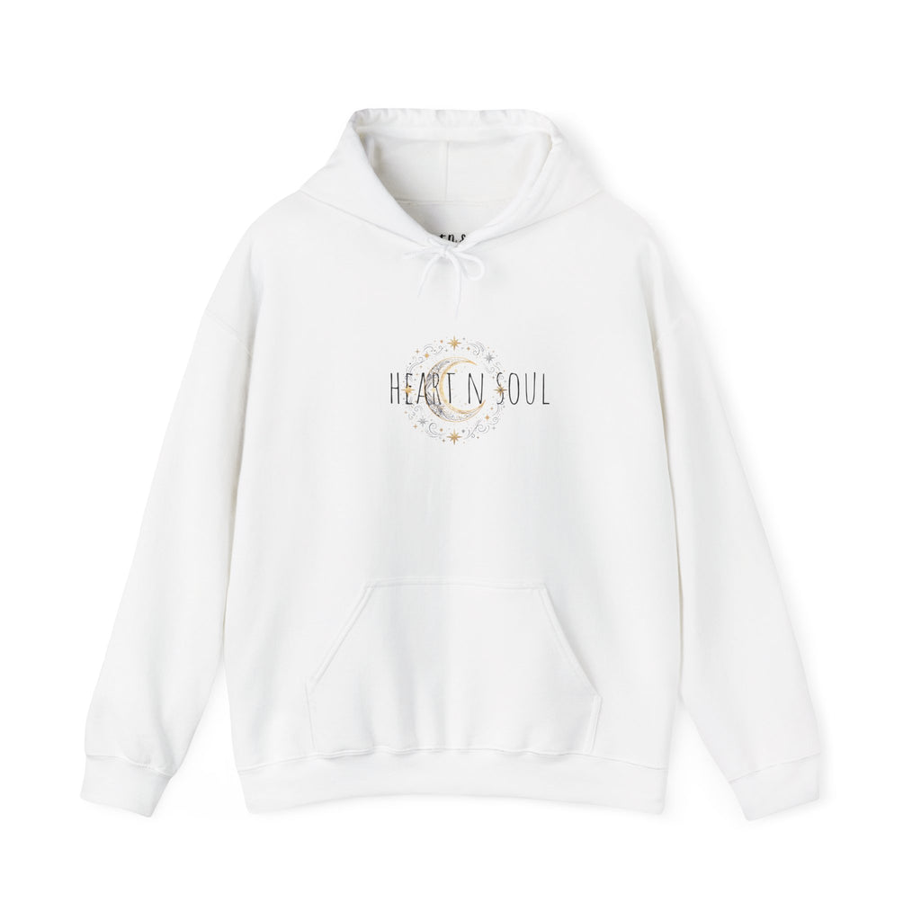 Inspirational 'Heart in Soul' Hoodie — Affirmation Moon Graphic
