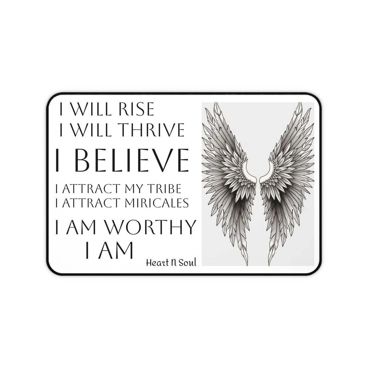 I Believe Angel Wings Desk Mat — Motivational Affirmation Mouse Pad for Inspiration & Self-Worth